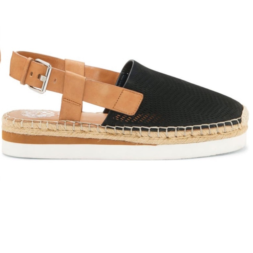 Vince Camuto Brettal Slingback Sandal Black with Nubuck Leather Size 8